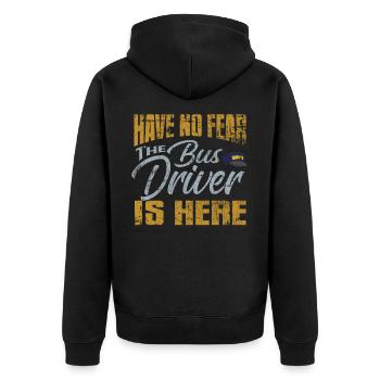 Busfahrer Spruch - Unisex Premium Bio Zip Hoodie - Schwarz - Hinten - Nico (187cm)