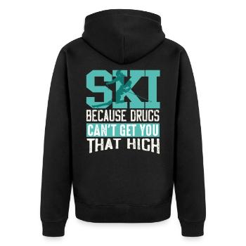 Ski - Unisex Premium Bio Zip Hoodie - Schwarz - Hinten - Nico (187cm)