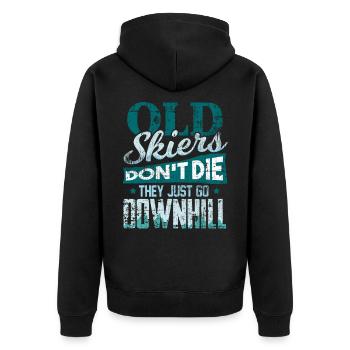 Ski Skifahrer Opa Papa - Unisex Premium Bio Zip Hoodie - Schwarz - Hinten - Nico (187cm)
