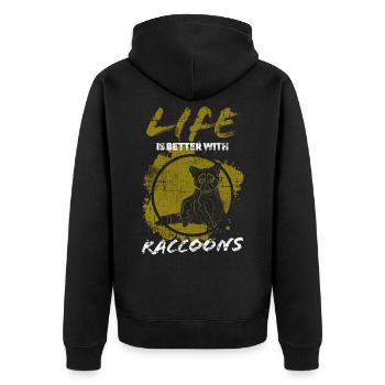 Waschbär - Unisex Premium Bio Zip Hoodie - Schwarz - Hinten - Nico (187cm)