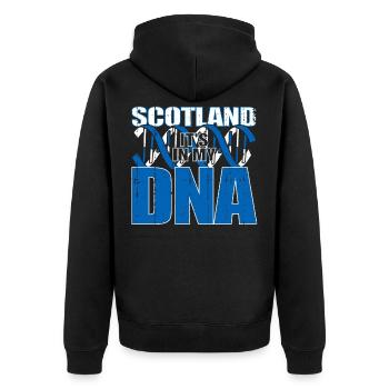 Scotland Scottish Scots Scottish DNA - Unisex Premium Organic Zip Hoodie - black - Back - Nico (187cm)