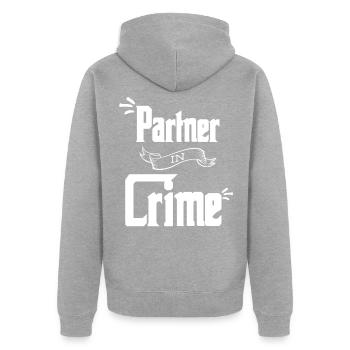 partner in crime - Unisex Premium Organic Zip Hoodie - heather grey - Back - Nico (187cm)