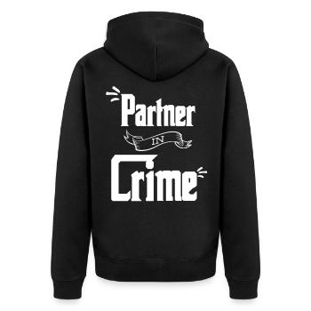 partner in crime - Unisex Premium Bio Zip Hoodie - Schwarz - Hinten - Nico (187cm)