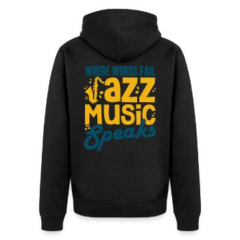Jazz - Unisex Premium Bio Zip Hoodie - Schwarz - Hinten - Nico (187cm)