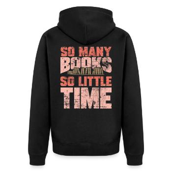Lesen - Unisex Premium Bio Zip Hoodie - Schwarz - Hinten - Nico (187cm)