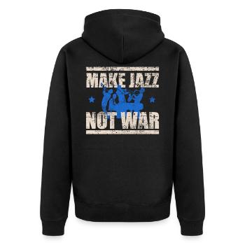 Jazz - Unisex Premium Bio Zip Hoodie - Schwarz - Hinten - Nico (187cm)