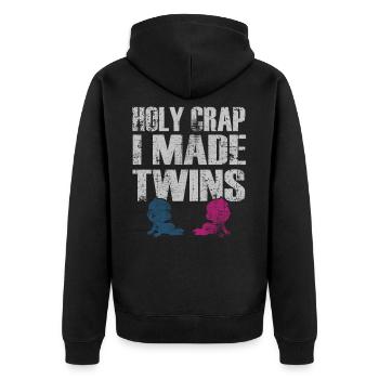Zwillinge - Unisex Premium Bio Zip Hoodie - Schwarz - Hinten - Nico (187cm)