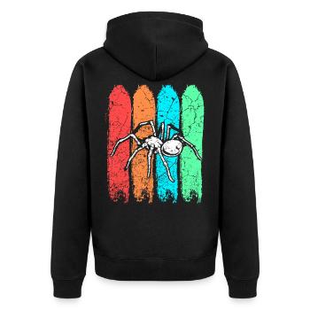 Spinne - Unisex Premium Bio Zip Hoodie - Schwarz - Hinten - Nico (187cm)