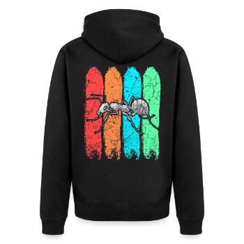Ameise Insekt - Unisex Premium Bio Zip Hoodie - Schwarz - Hinten - Nico (187cm)