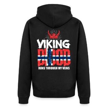 Norweger Wikinger - Unisex Premium Bio Zip Hoodie - Schwarz - Hinten - Nico (187cm)