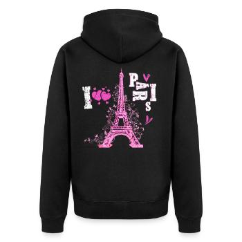Paris Eiffel Tower - Unisex Premium Organic Zip Hoodie - black - Back - Nico (187cm)