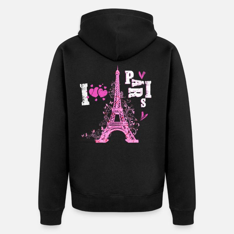Paris Eiffel Tower - Unisex Premium Organic Zip Hoodie - black