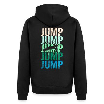 Hochsprung Leichtathletik - Unisex Premium Bio Zip Hoodie - Schwarz - Hinten - Nico (187cm)