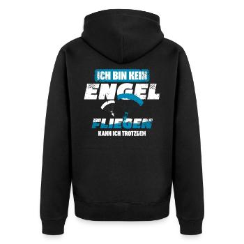 Gleitschirm Paragliding - Unisex Premium Bio Zip Hoodie - Schwarz - Hinten - Nico (187cm)