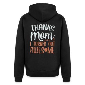 Danke Mama - Unisex Premium Bio Zip Hoodie - Schwarz - Hinten - Nico (187cm)