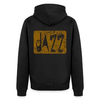 Jazz - Unisex Premium Bio Zip Hoodie - Schwarz - Hinten - Nico (187cm)