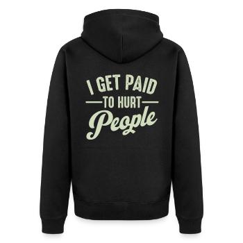 Physiotherapeut - Unisex Premium Bio Zip Hoodie - Schwarz - Hinten - Nico (187cm)