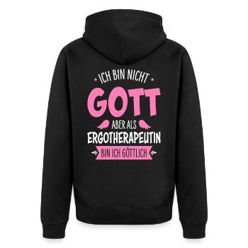 Ergotherapeutin - Unisex Premium Bio Zip Hoodie - Schwarz - Hinten - Nico (187cm)