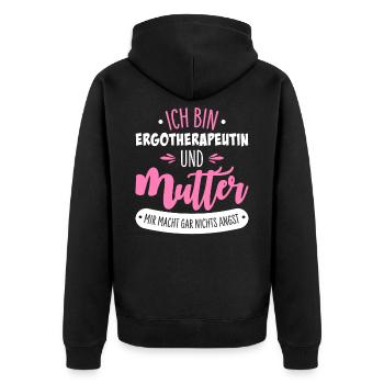 Ergotherapeutin - Unisex Premium Bio Zip Hoodie - Schwarz - Hinten - Nico (187cm)