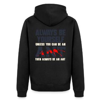 ants - Unisex Premium Organic Zip Hoodie - black - Back - Nico (187cm)