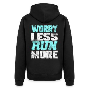Läufer laufen - Unisex Premium Bio Zip Hoodie - Schwarz - Hinten - Nico (187cm)