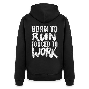 To run - Unisex Premium Organic Zip Hoodie - black - Back - Nico (187cm)
