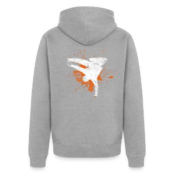 breakdancer - Unisex Premium Organic Zip Hoodie - heather grey - Back - Nico (187cm)