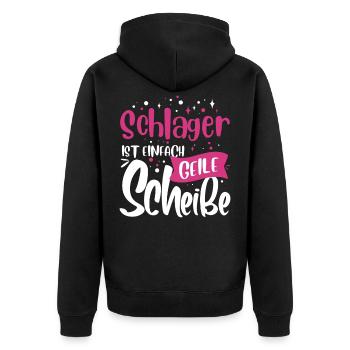 Deutscher Schlager - Unisex Premium Bio Zip Hoodie - Schwarz - Hinten - Nico (187cm)