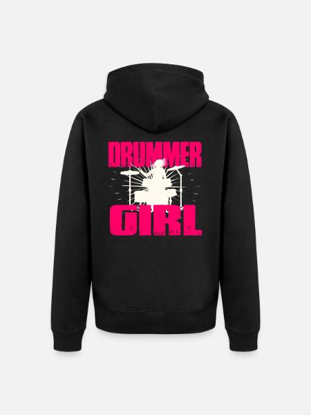 Drums girl - Unisex Premium Organic Zip Hoodie - black