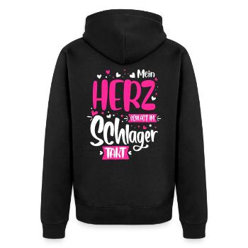 Schlager music heart - Unisex Premium Organic Zip Hoodie - black - Back - Nico (187cm)