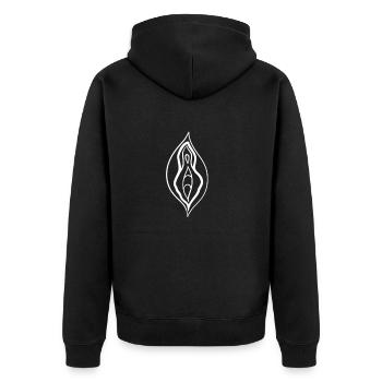 Vagina Scheide Feminismus Feministin Geschenk - Unisex Premium Bio Zip Hoodie - Schwarz - Hinten - Nico (187cm)