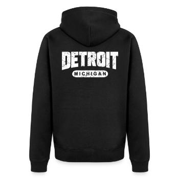 Detroit - Veste à capuche bio Premium Unisexe - noir - Dos - Nico (187cm)