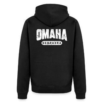 Omaha Nebraska - Veste à capuche bio Premium Unisexe - noir - Dos - Nico (187cm)