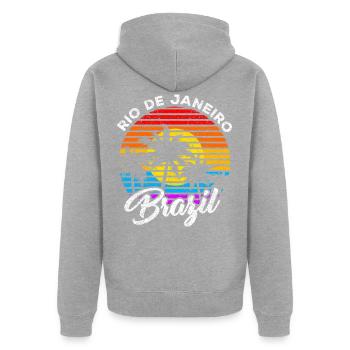 Rio de Janeiro - Unisex Premium Bio Zip Hoodie - Grau meliert - Hinten - Nico (187cm)