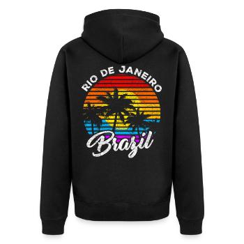 Rio de Janeiro - Unisex Premium Bio Zip Hoodie - Schwarz - Hinten - Nico (187cm)