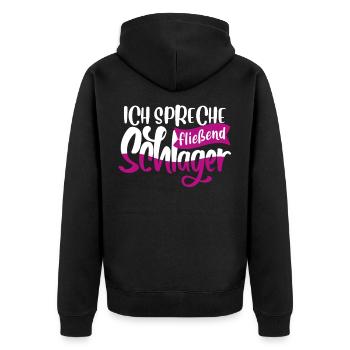 Deutscher Schlager - Unisex Premium Bio Zip Hoodie - Schwarz - Hinten - Nico (187cm)