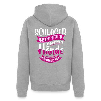 Schlager - Unisex Premium Bio Zip Hoodie - Grau meliert - Hinten - Nico (187cm)