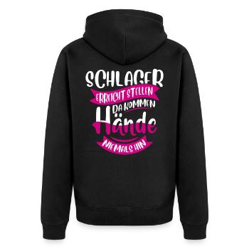 Schlager - Unisex Premium Bio Zip Hoodie - Schwarz - Hinten - Nico (187cm)