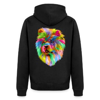 Chow Chow Hund Hunderasse Geschenk - Unisex Premium Bio Zip Hoodie - Schwarz - Hinten - Nico (187cm)