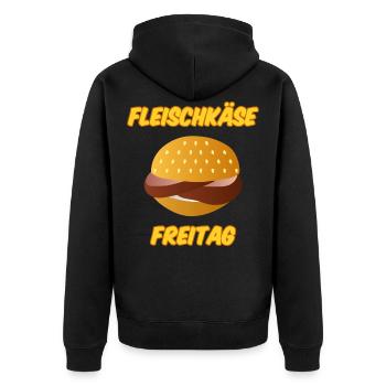 Meat cheese Friday Leberkäs Leberkas rolls - Unisex Premium Organic Zip Hoodie - black - Back - Nico (187cm)