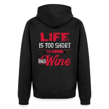 Wein - Unisex Premium Bio Zip Hoodie - Schwarz - Hinten - Nico (187cm)