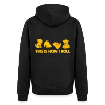 Rolling Dog - Unisex Premium Bio Zip Hoodie - Schwarz - Hinten - Nico (187cm)