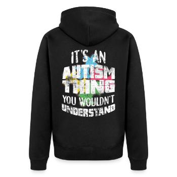 Autismus - Unisex Premium Bio Zip Hoodie - Schwarz - Hinten - Nico (187cm)