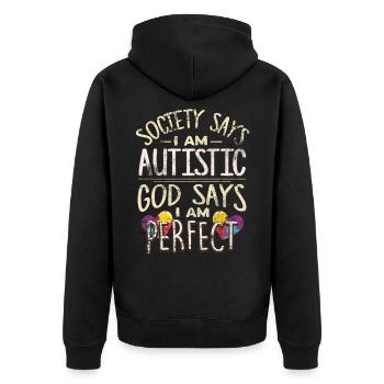 Autist - Unisex Premium Bio Zip Hoodie - Schwarz - Hinten - Nico (187cm)