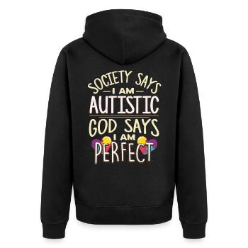 Autist - Unisex Premium Bio Zip Hoodie - Schwarz - Hinten - Nico (187cm)