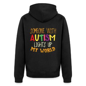Autismus Autist - Unisex Premium Bio Zip Hoodie - Schwarz - Hinten - Nico (187cm)