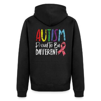 Autismus - Unisex Premium Bio Zip Hoodie - Schwarz - Hinten - Nico (187cm)
