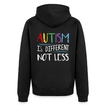 Autist Autismus - Unisex Premium Bio Zip Hoodie - Schwarz - Hinten - Nico (187cm)