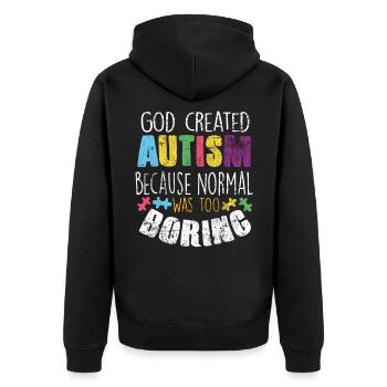 Autist - Unisex Premium Bio Zip Hoodie - Schwarz - Hinten - Nico (187cm)