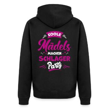 Schlager Mädels Schlagerparty - Unisex Premium Bio Zip Hoodie - Schwarz - Hinten - Nico (187cm)
